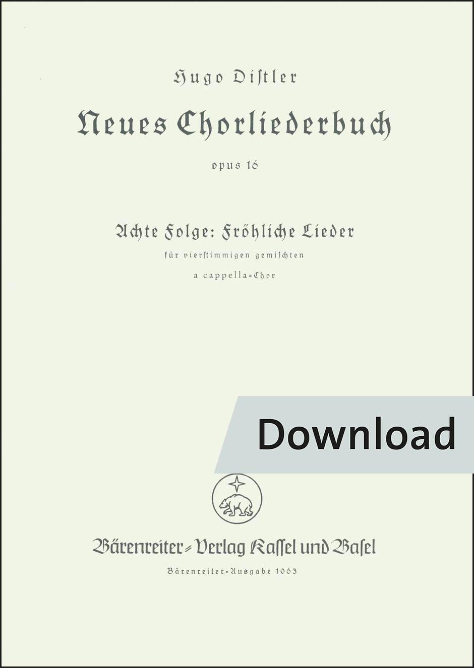 Fröhliche Lieder. Neues Chorliederbuch op. 16/8 (1936/1938)