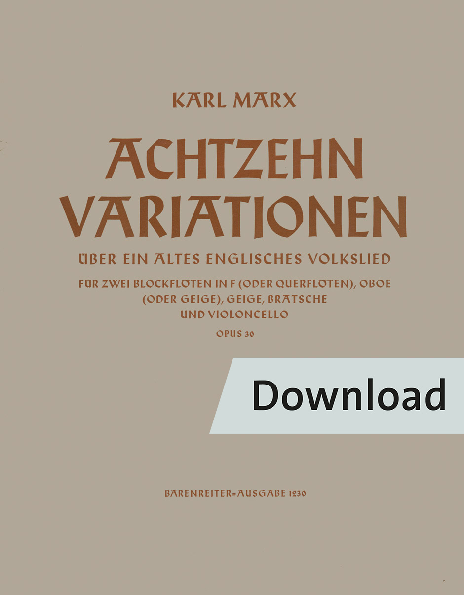 18 Variationen über ein englisches Volkslied (O the cuckoo is a pretty bird) für zwei Blockflöten in F (oder Querflöten), Oboe (oder Geige), Geige, Bratsche und Violoncello op. 30