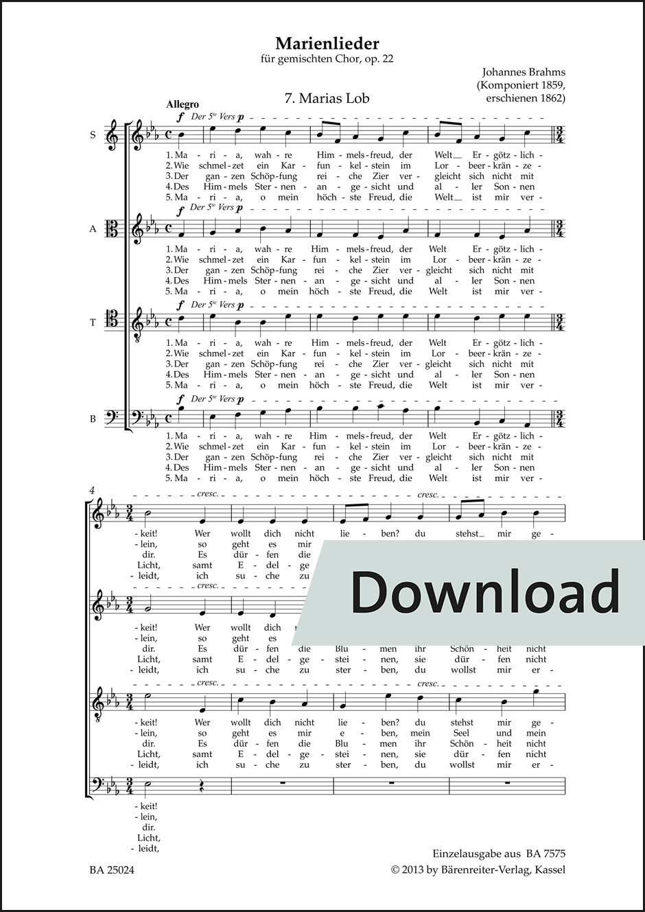 Marias Lob op. 22 no. 7